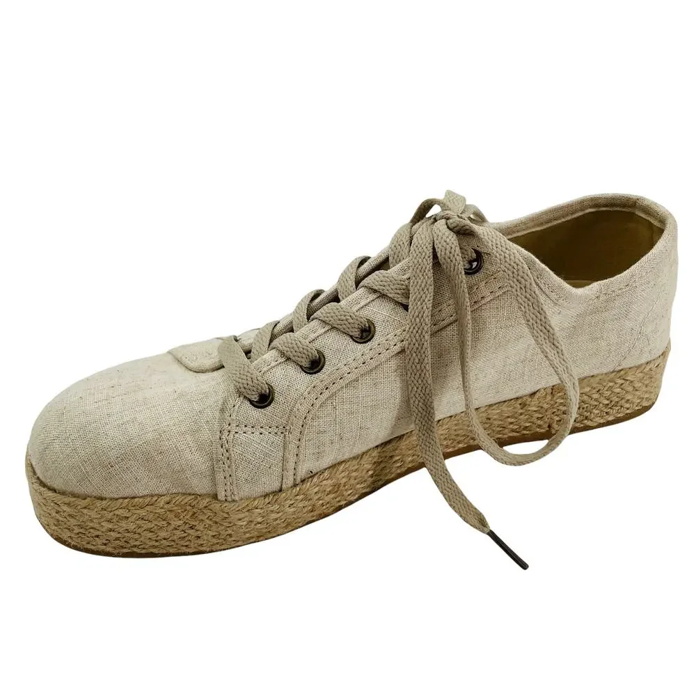 NOT RATED Mateo Cream Natural Canvas Espadrille Platform Sneaker 8